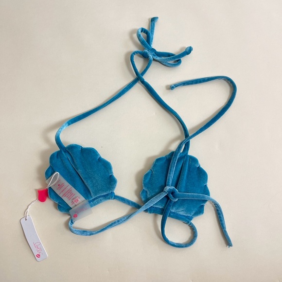 NWT Lolli Swim Pixie Shell Bikini Top in Turquoise Velvet Mermaid Seashell Fairy - Picture 6 of 6